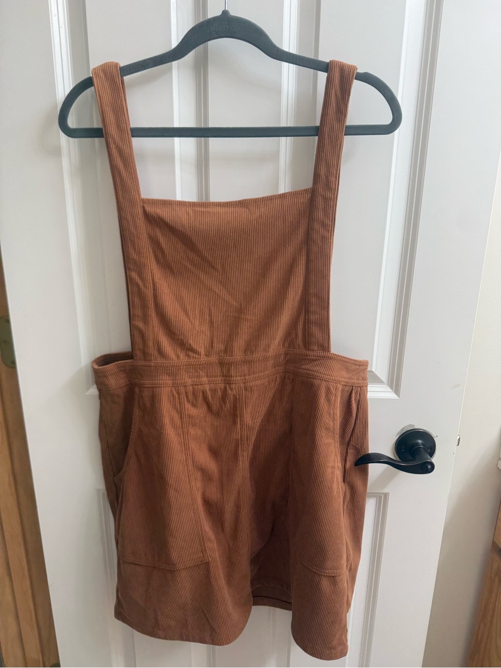 Lulus Women’s Corduroy Pinafore Short Jumpsuit in Brown
